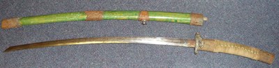 Lot 227 - A Chinese Sword in the Japanese Style, with etched curved steel blade, dragon tsuba, braid...