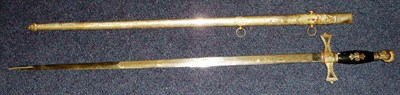 Lot 258 - An American Masonic Ceremonial Sword to the Knights Templar, the blade etched with masonic...