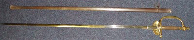 Lot 278 - An Early 20th Century Court Sword, the 85cm double edge plated steel blade with two narrow fullers