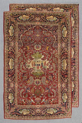 Lot 1358 - Pair of Nantaz Kashan Prayer Rugs Central Persia Each with a claret field of scrolling leafy...