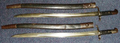 Lot 281 - Two British Pattern 1856 "2-Band" Enfield Sword Bayonets, one numbered 119 on the crossguard,...