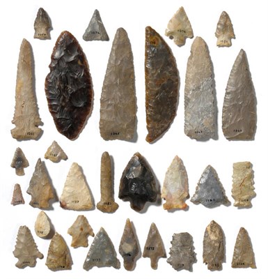 Lot 317 - An Interesting Collection of Thirty Mainly North American Indian Flint Points, of varying...