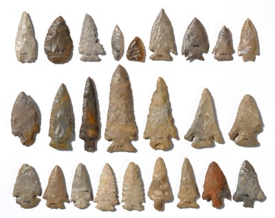 Lot 319 - An Interesting Collection of Twenty Five North American Indian Flint Points, of varying sizes,...