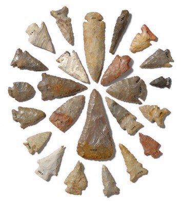 Lot 320 - An Interesting Collection of Twenty Four North American Indian Flint Points, of varying sizes,...