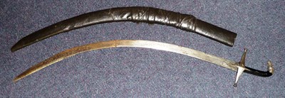 Lot 328 - A 19th Century Turkish Scimitar, with plain 76cm single edge curved steel blade, steel hilt...