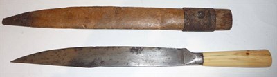 Lot 335 - A 19th Century Russian/Caucasian Knife, with draw-back steel blade and plain ivory grip, the...