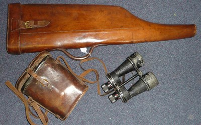 Lot 371 - A Stitched Leather Leg o' Mutton Shotgun Case, to take 30inch barrels; a Pair of Second World...