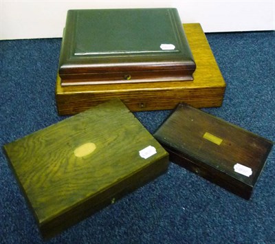 Lot 375 - Four Wood Boxes, suitable for conversion to pistol cases, in rosewood, oak (x2) and mahogany