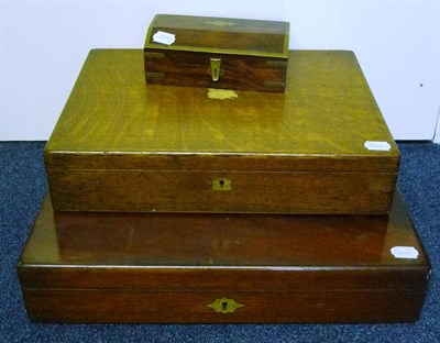 Lot 376 - Three Wood Boxes, suitable for conversion to pistol cases, in camphor wood, oak and mahogany