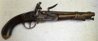 Lot 420 - An Early 19th Century French Flintlock Service Pistol, the 25cm steel barrel with proof marks,...