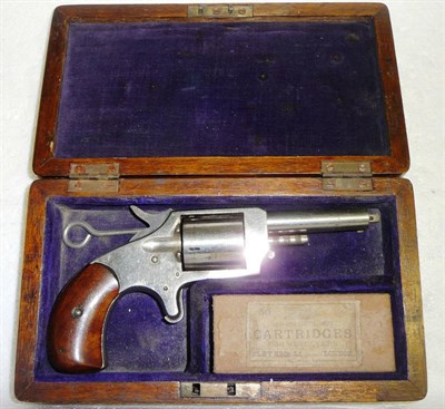 Lot 424 - An American "Electric" Five Shot Rim Fire Revolver, all metal parts nickel plated, the 6.5cm barrel