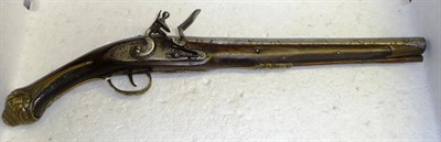 Lot 440 - A Late 18th/Early 19th Century Spanish Flintlock Holster Pistol, with plain 33cm steel barrel,...