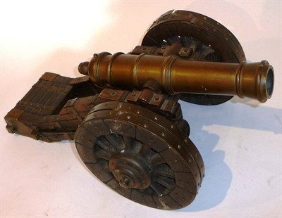 Lot 446 - A Bronze Signal Cannon, the 34cm ring turned barrel of 3.5cm bore, with rounded cascabel and...