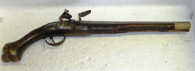 Lot 449 - A Late 18th/Early 19th Century Spanish Flintlock Holster Pistol, the 31.5cm steel barrel with...