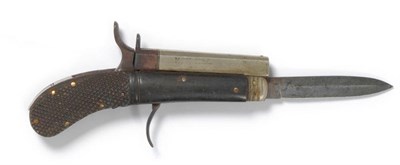 Lot 459 - A 19th Century Combination Knife Pistol by Unwin & Rodgers, Sheffield, the 9.5cm German silver...