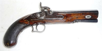 Lot 463 - A Late 18th/Early 19th Century Percussion Cap Overcoat Pistol, converted from a flintlock, the...