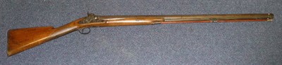 Lot 484 - A 19th Century Percussion Cap Duck Gun, with 91cm steel barrel, bird engraved lock plate signed...