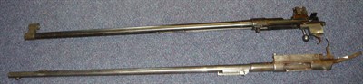 Lot 516 - A Barrel and Part Action for a 71/84 11mm Service Rifle, the 81cm steel barrel with hinged...