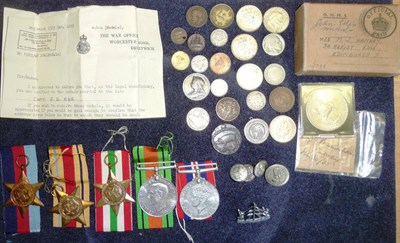 Lot 1 - A Second World War Group of Five Medals, posthumously awarded to Captain J D Ede, comprising...