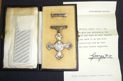Lot 2 - A Distinguished Flying Cross, awarded to Flight Lieutenant Andrew J Lucas, the reverse dated...