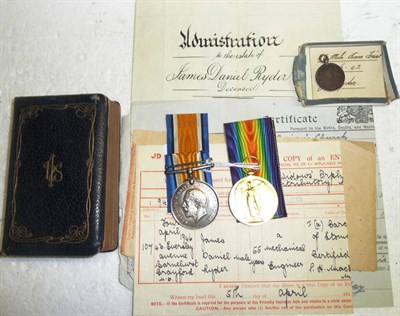 Lot 14 - A First World War Pair, awarded to M.20095 J. D. RYDER. E.R.A.3 R.N, comprising British War...