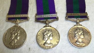 Lot 25 - Three General Service Medals (1918-62), each with clasp CYPRUS, awarded to:- 4166327...