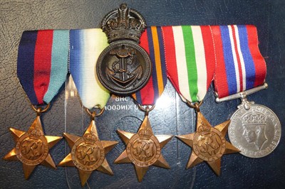 Lot 30 - A Second World War Group of Five Medals, comprising 1939-45 Star, Atlantic Star, Burma Star,...