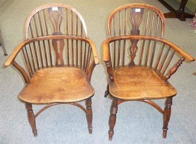 Lot 1407 - A Mid 19th Century Yew Windsor Armchair, probably Nottingham, circa 1860, the low splat back...