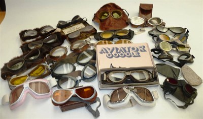 Lot 44 - A Collection of Twenty Three Pairs of Flying and Driving Goggles, vintage and modern including...