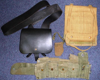 Lot 52 - A Copy of a US Civil War Leather Ammunition Bag, the inner pouch flap stamped E Gaylord,...