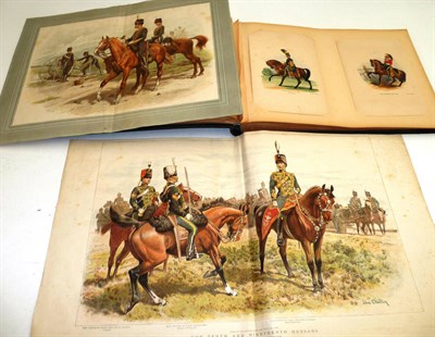Lot 57 - An Edwardian Album of Seventy Nine Military Book Plates, mainly Victorian coloured aquatints,...