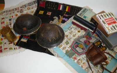 Lot 84 - A Quantity of Militaria, including  two First World War patchwork table covers made-up from...