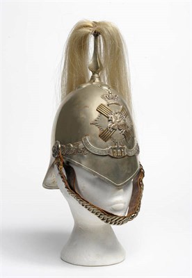 Lot 100 - An 1871 Pattern Nickel Plated Helmet to a Trooper of the Fife Light Horse, the skull applied with a