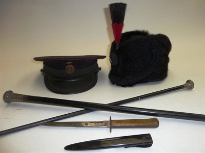 Lot 107 - A Light Infantry Black `Bearskin' Busby, circa 1980s, with black and red horse hair plume,...