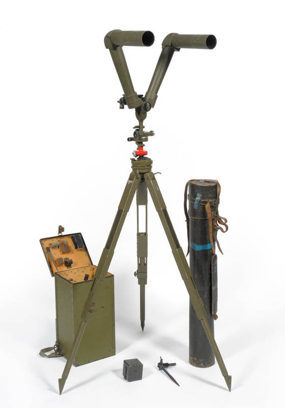 Lot 152 - A Rare and Complete Set of Second World War German 10 X 50 Observation Scissor Telescope and...