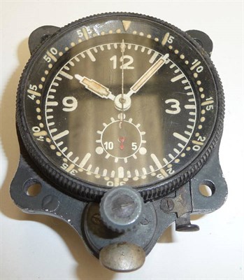 Lot 154 - A Second World War German Messerschmitt Bf 109 Cockpit Clock, circa 1940, the black dial and...