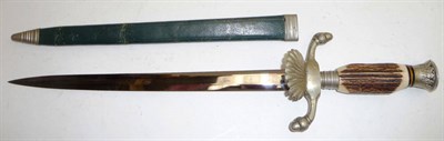 Lot 161 - A German Hunting Dagger, made-up from various parts, the plated steel blade stamped Solingen,...