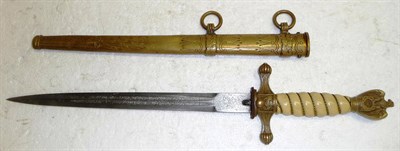 Lot 177 - A German Third Reich Naval Officer's Dirk, with later double fullered steel blade, the brass...