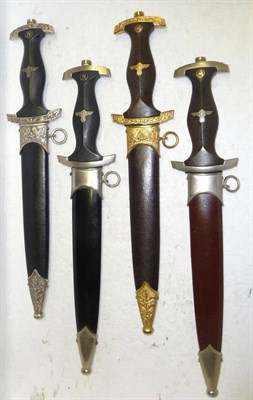 Lot 181 - Four Replica German Daggers, comprising SS 1933, SS Honour, SA 1933, and SA Honour, with...