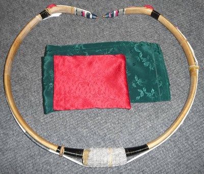 Lot 189 - A Korean Horn and Sinew Bow, with birch bark covering, fringed and layered cloth bound grip and...