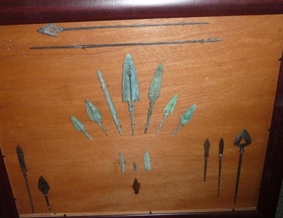 Lot 192 - A Display of  Bronze Arrowheads, including examples from China, Mughal period India, Japan and...