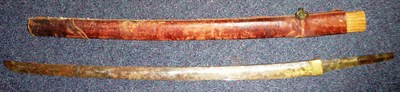 Lot 196 - A Japanese Katana Blade, of 64cm, with brass habaki, the tang with single mekugi an, with...