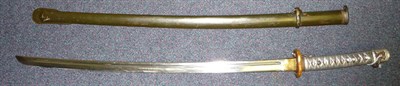 Lot 197 - A Japanese Second World War Army NCO's Sword, the 64cm single edge fullered steel blade...