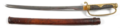 Lot 202 - A Japanese Meiji Period Wakizashi, the 52.5cm steel blade with wide straight hamon, signed tang...