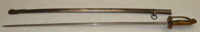 Lot 205 - A Japanese Officer's Parade Sabre, with 69cm plain single edge steel blade, the brass hilt with...