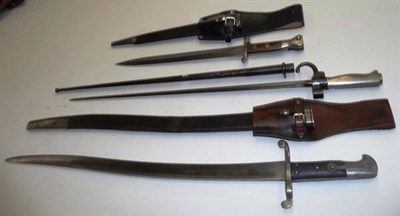 Lot 216 - A British Pattern 1856 "2-Band" Enfield Sword Bayonet, with chequered black leather two piece...