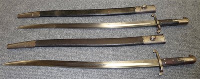 Lot 227 - Two British 1853 Pattern Yataghan Sword Bayonets, each with unmarked single edge fullered steel...