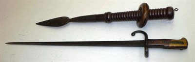 Lot 239 - A Half Pike/Stabbing Spear, with leaf shape blade and socket on a ring turned and tapering mahogany