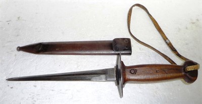 Lot 270 - A Belgian Trench Knife, Official Issue, the 20cm double edge fullered steel blade stamped Sanderson