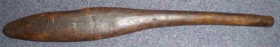 Lot 298 - An Australian Aborigine Wood Fighting Club, of elongated ovoid form, with cylindrical grip, 60cm
